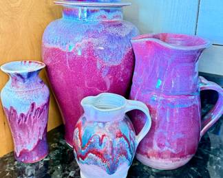 Signed Handmade Ceramic Pottery Vases and Pitchers