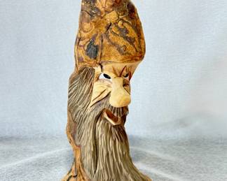 Signed Hand-Carved Wood Spirit Sculpture (3/08)