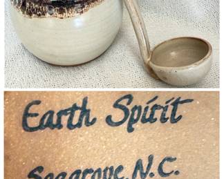 Handmade Pottery Tureen and Ladle by Earth Spirit, Crafted in Seagrove, N.C. (1995)