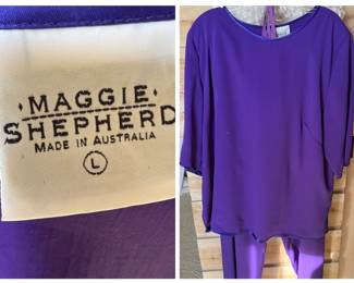 Purple "Maggie Shepherd" Ladies Blouse/Pants Ensemble