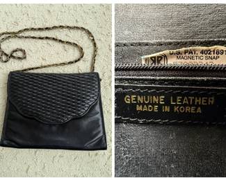 Vintage Black Leather Shoulder Bag with Chain Strap