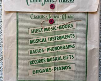 Vintage Paper Envelope from Clark-Jones Music Store