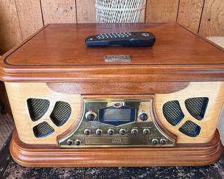 Spirit of St. Louis Turntable, CD Player, AM/FM Stereo Wood Console System