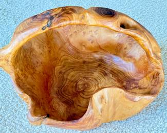 Hand-Carved Organic Shape Burl Wood Bowl