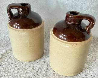 Vintage Two-Tone Stoneware Crock Jugs