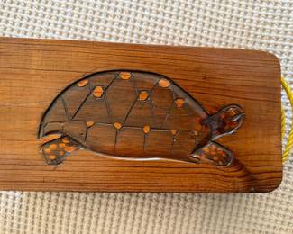 Hand-Carved Wooden Sea Turtle Box