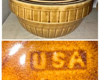 Set of Three Vintage Stoneware Mixing Bowls