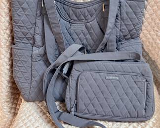 Vera Bradley Quilted Gray Tote and Crossbody