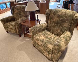 Two "La Z Boy Classics" High-Leg Wing Back Recliners