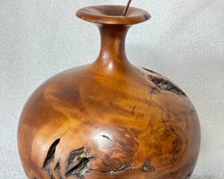 Large hand-turned burl red beech wood vase