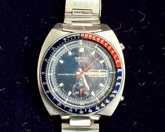 Vintage Seiko #6139-6005 Automatic Chronograph Wristwatch, Commonly Known as the "Pogue"
