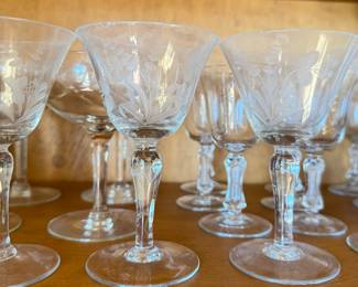 Etched Glass Cordial Glasses