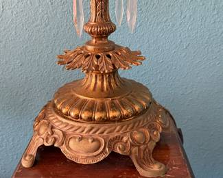This is a vintage brass and milk glass torchiere table lamp