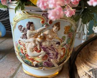 vintage Capodimonte porcelain jardiniere or planter