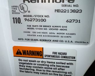 Kenmore washer and dryer 