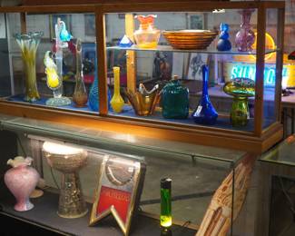 vintage Blenko glass, art glass, beer signs, art pottery and more