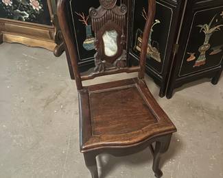 19th century Chinese Huanghuali and marble chair