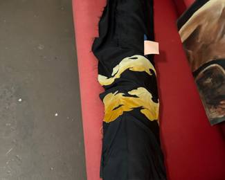 Antiqu hand embroidered silk fabric (15 plus yards)