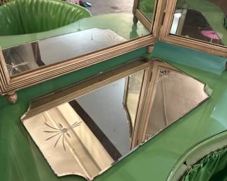 1960s apple green vanity table and chair