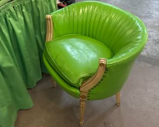 1960s apple green vanity table and chair