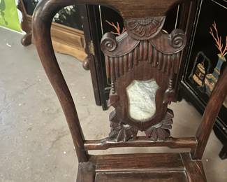 19th century Chinese Huanghuali and marble chair