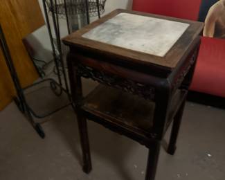 19th Century Chinese hardwood and stone table