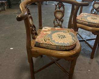 pair of 19th century Huanghuali and white marble corner chairs
