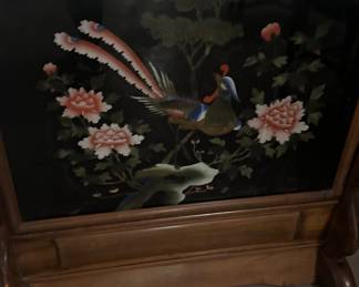 Antique Chinese reverse painted fireplace screen