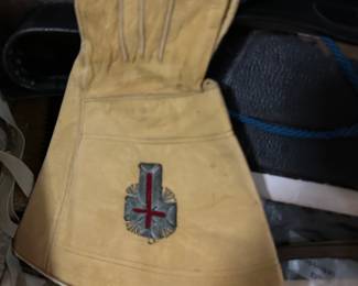 Masonic Knights of Templar lot of gloves, sash, aprons and more