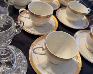 Mikasa cups and saucers with matching cream and sugar 