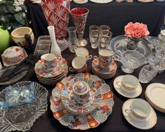 Vintage ARITA IMARI FAN Scalloped dish set  Japan