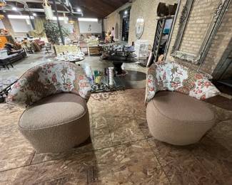 Barrel Back swivel base chairs MCM re-upholstered