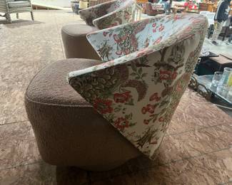 Barrel Back swivel base chairs MCM re-upholstered