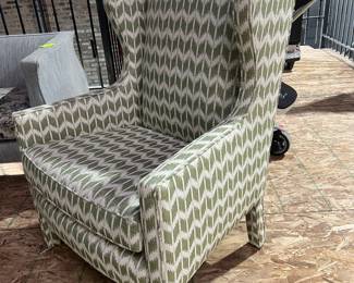 Queen Ann style upholstered wing chair