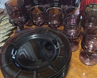 Vintage Amethyst Glassware Set