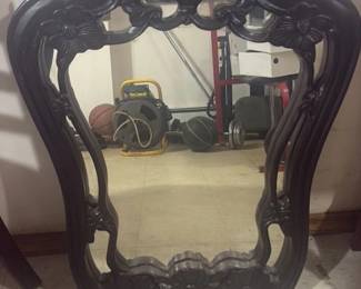 Ornate Carved Dark Wood Mirror