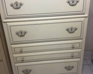 Vintage Cream Colored Armoire with Ornate Hardware