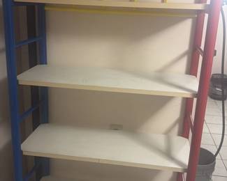 Metal and Wood Modular Shelving Unit with Ladder