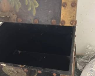 Antique Toleware Box with Floral Motif