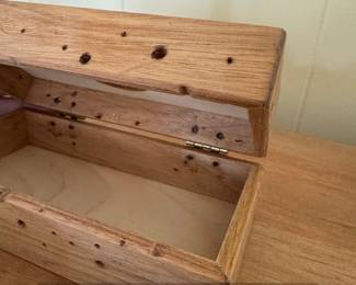 Handmade Wooden Keepsake Box with Geometric Inlay second image