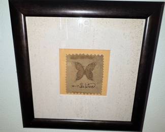 Framed Butterfly Artwork with Signature