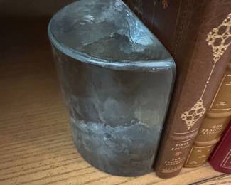 Blenko Glass Half Moon Bookends