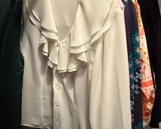 Womens Ruffled Silk Blouse