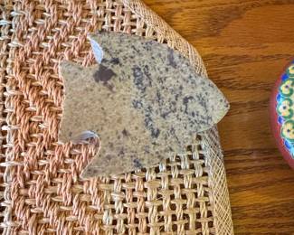 Carved Granite Fish Trinket Box