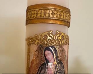 Our Lady of Guadalupe Prayer Candle with Ornate Green Holder second image