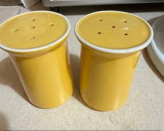 Yellow Ceramic Salt and Pepper Shakers Mikasa Cera Stone