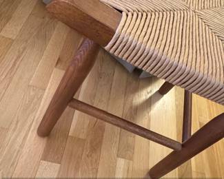 Danish Modern Teak Stool with Square Rush Seat second image