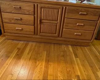 Vintage Broyhill Oak Dresser with TriFold Mirror