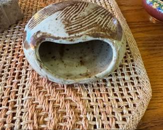 Stoneware Ceramic Pot with Abstract Design