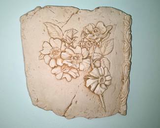 Terracotta Wild Rose Bas-Relief Plaque
